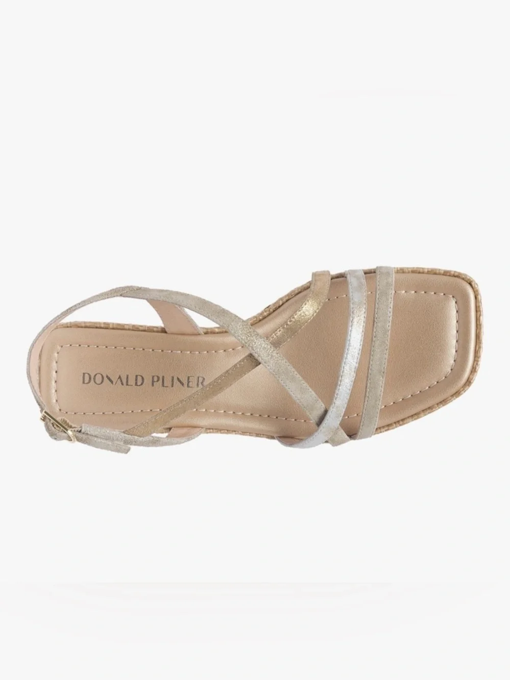 Donald J. Pliner Metallic Multi-Strip Wedge Sandals - Gold, Silver, Champagne